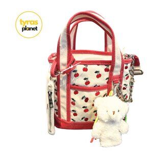 Madden Girl Mini Tote Cherry Fruits Teddy Bear And Cherry Jeweled Keychains